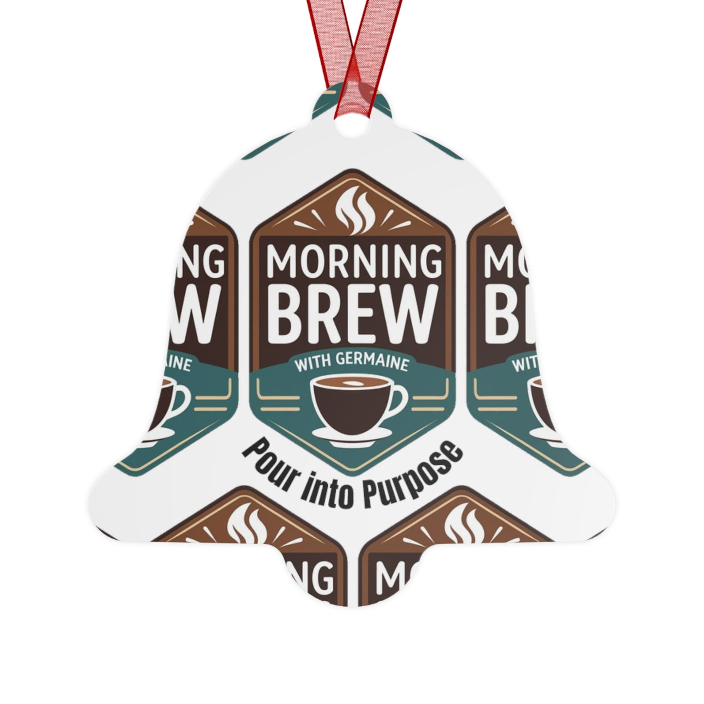 Morning Brew Coffee Metal Ornament — "Pour into Purpose" Bell Holiday Decoration