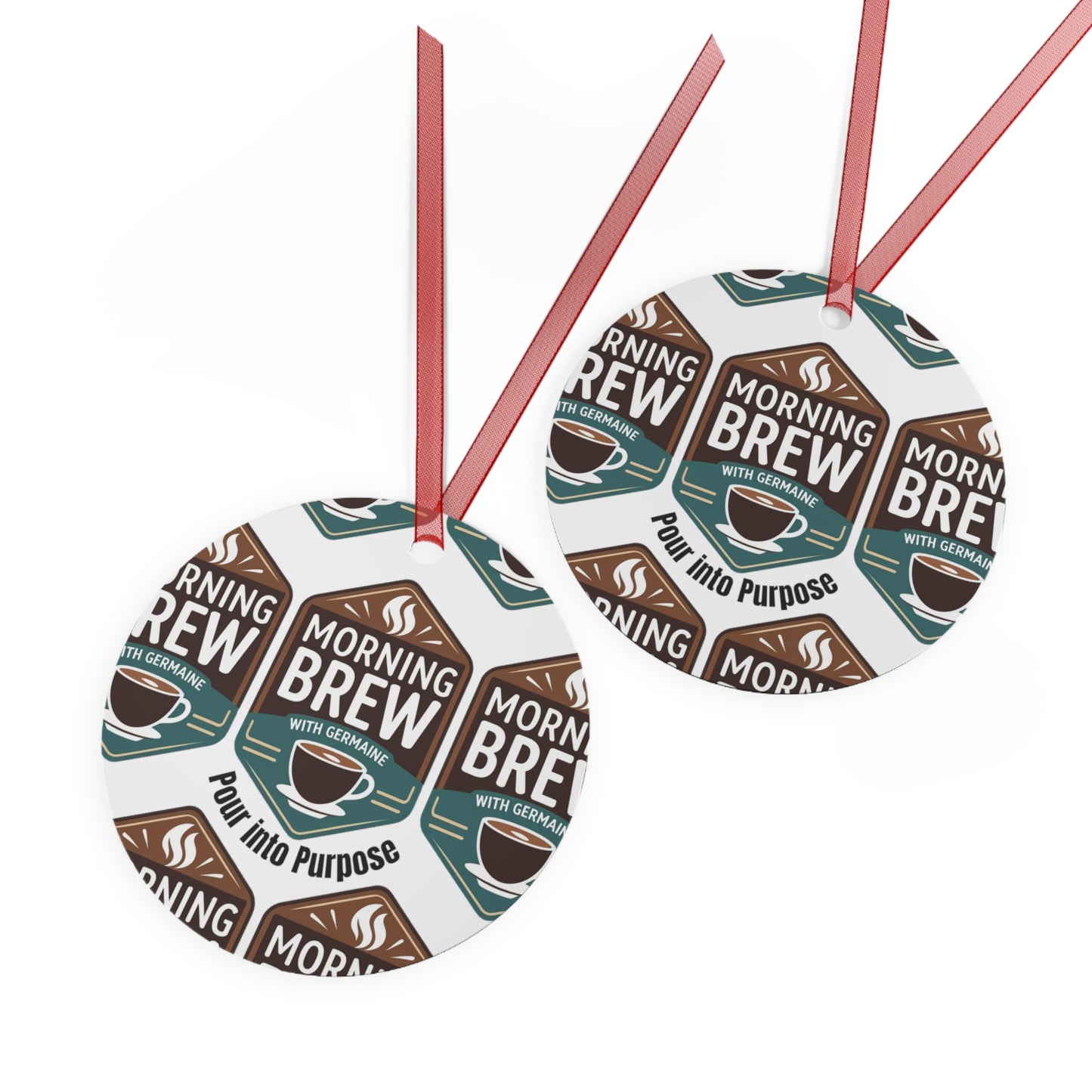 Morning Brew Coffee Metal Ornament — "Pour into Purpose" Bell Holiday Decoration