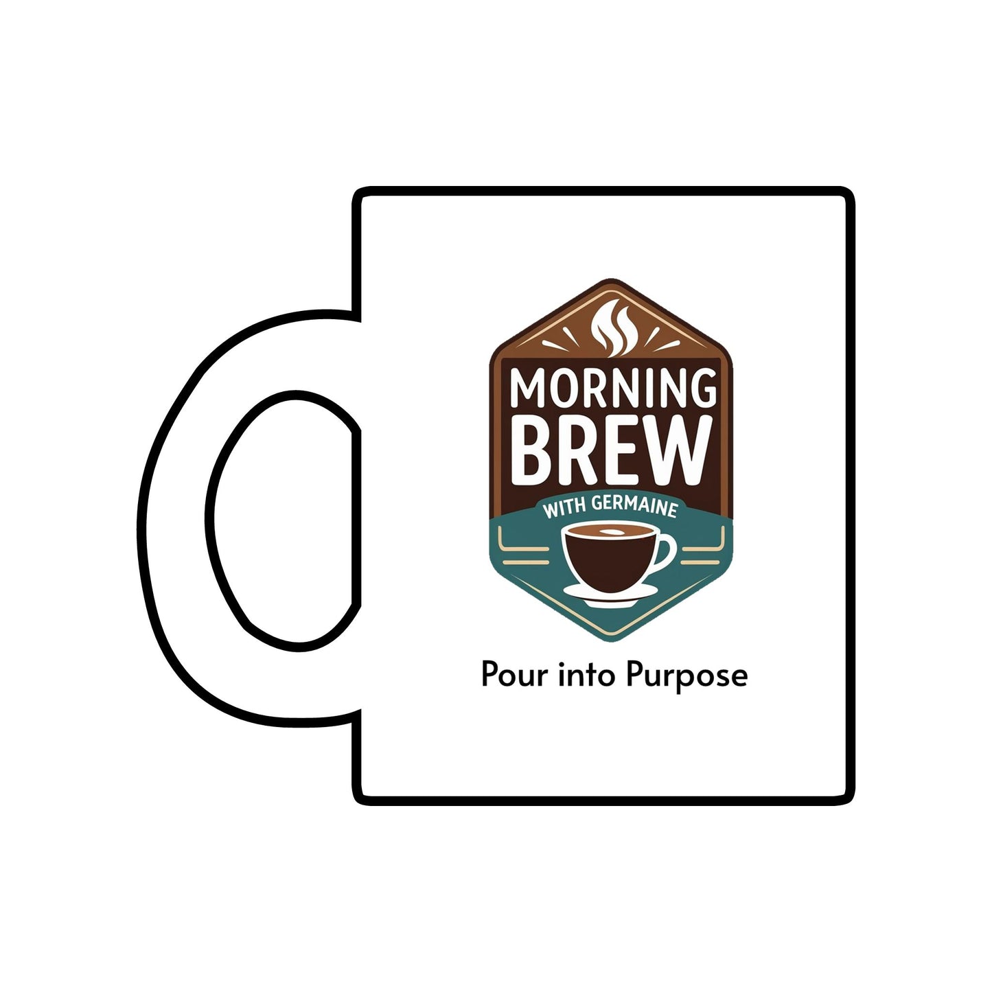 Morning Brew Coffee Glass Mug — 10oz Clear Mug with "Pour into Purpose" Logo