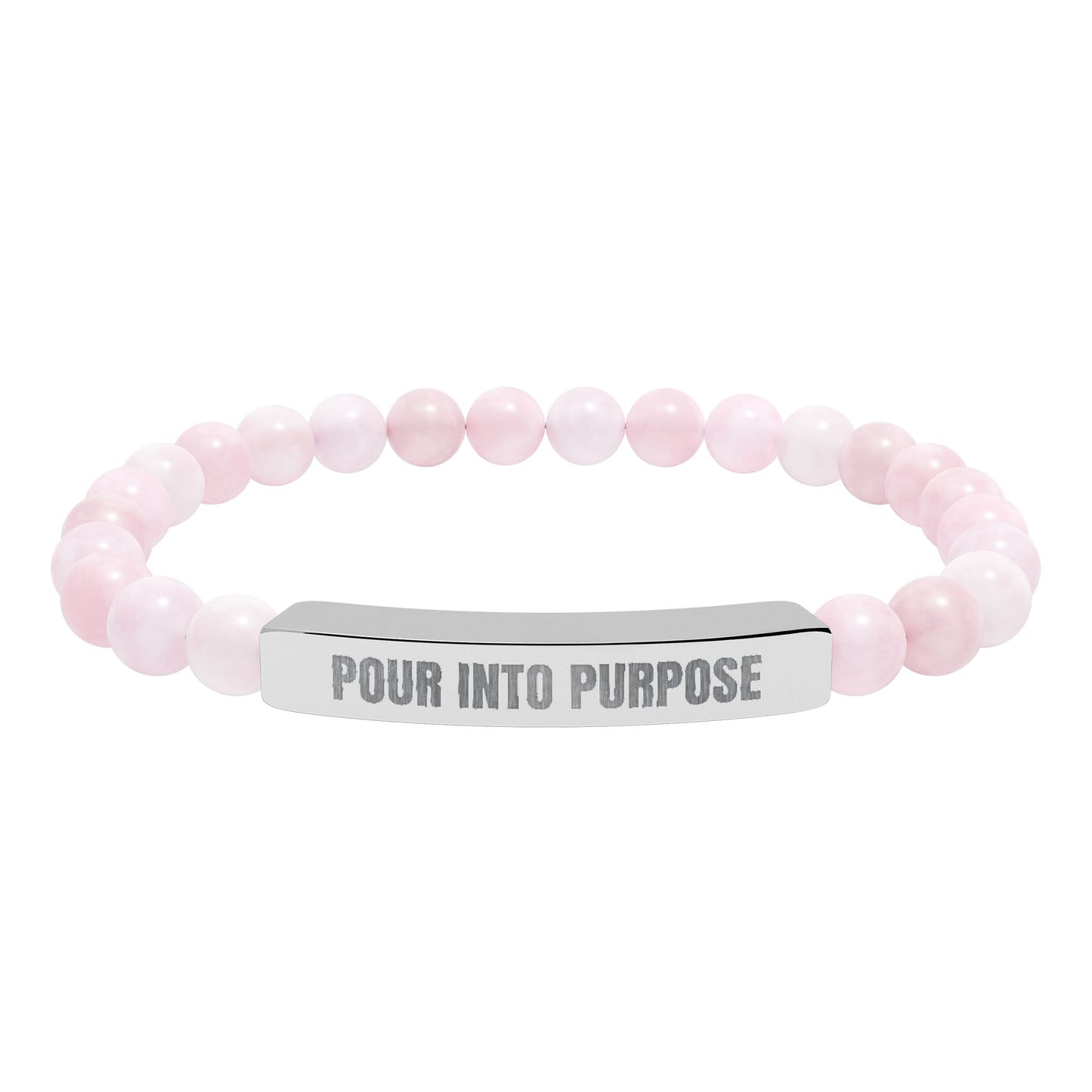 Engraved Natural Stone Bar Bracelet — “Pour Into Purpose” Stretch Beaded Bracelet