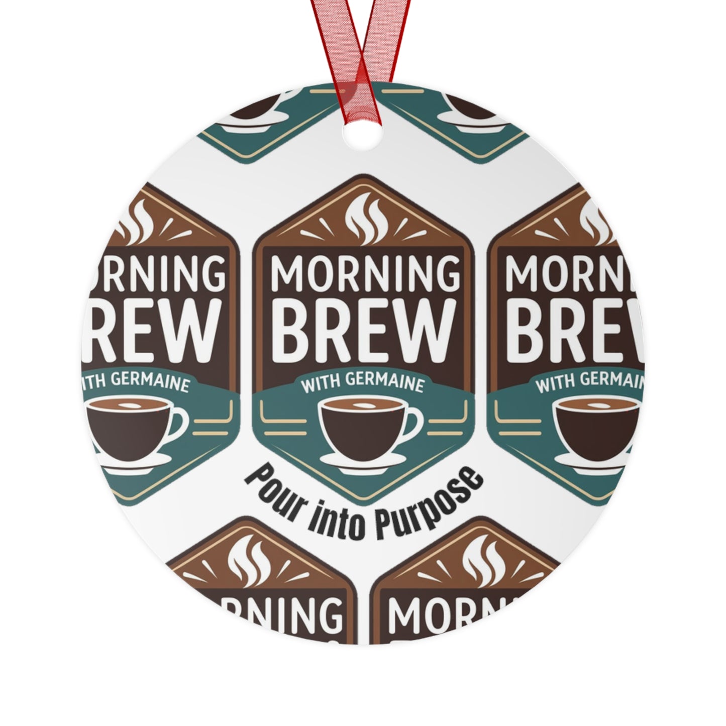 Morning Brew Coffee Metal Ornament — "Pour into Purpose" Bell Holiday Decoration