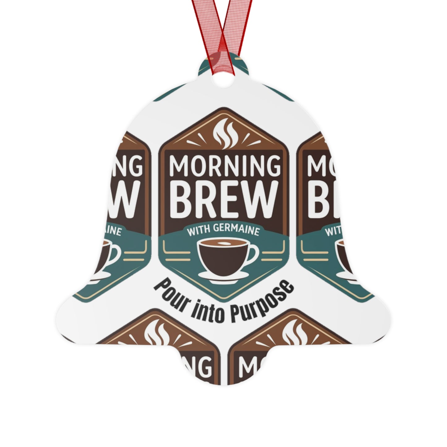 Morning Brew Coffee Metal Ornament — "Pour into Purpose" Bell Holiday Decoration
